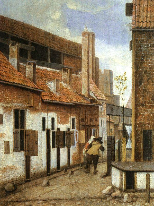 Jacobus Vrel Street Scene with Two Figures Walking Away France oil painting art